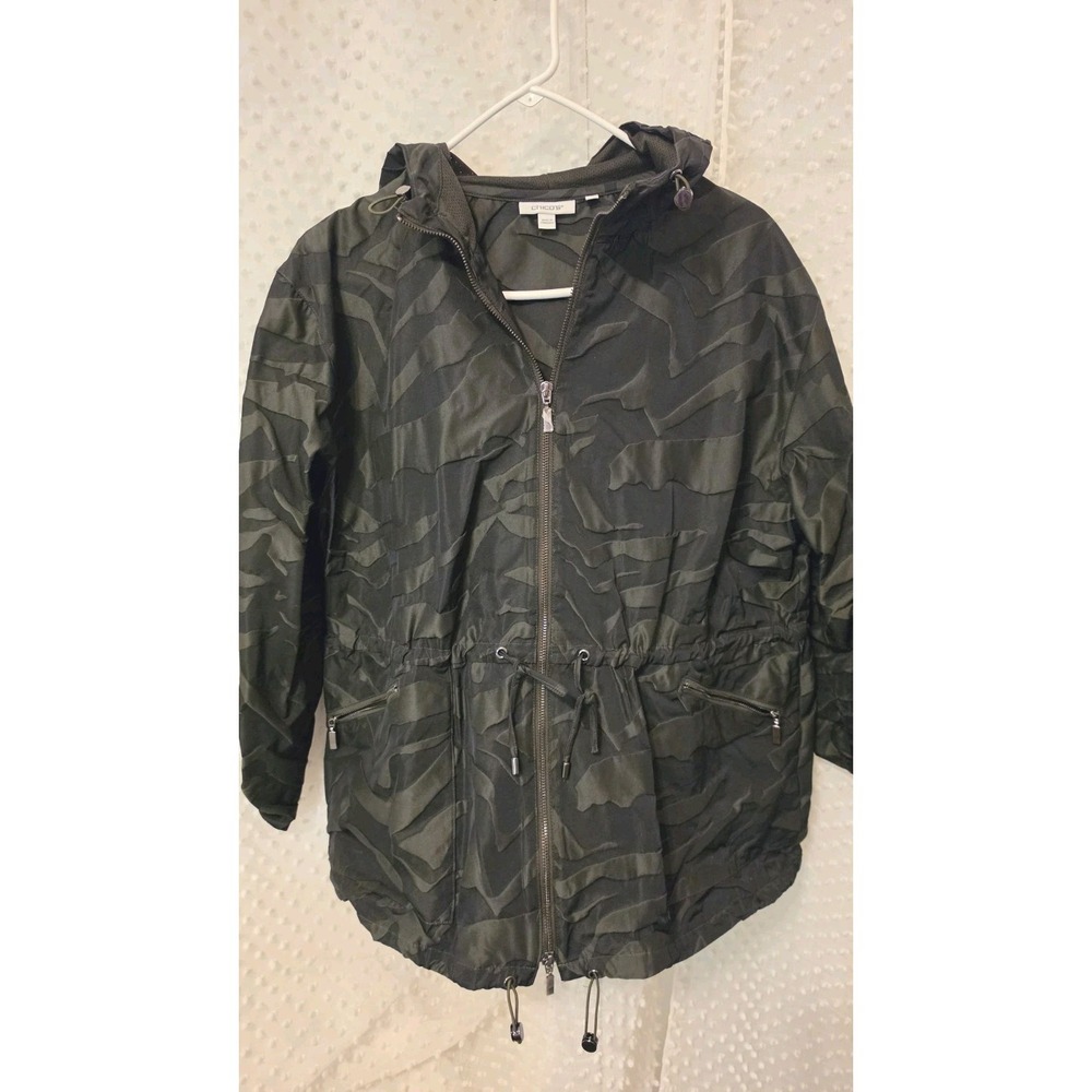 Chico's Zenergy Embossed Zebra Anorak Zip Hoodie Jacket - Size 2.5/US SZ 14 EUC